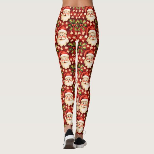  retro kerstman en bogen leggings (Achterkant)