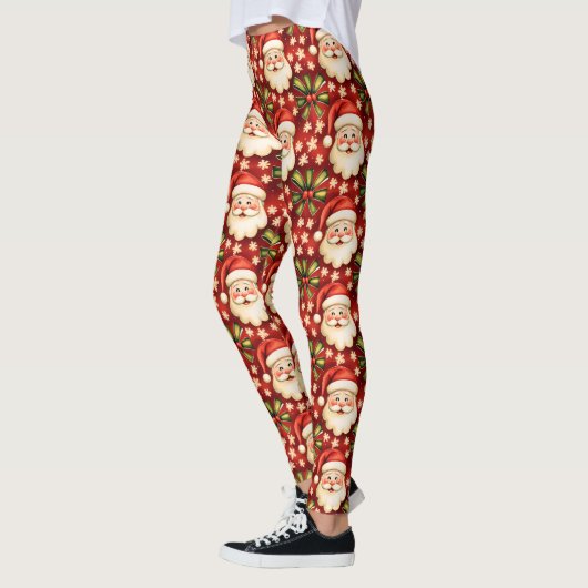  retro kerstman en bogen leggings (Links)