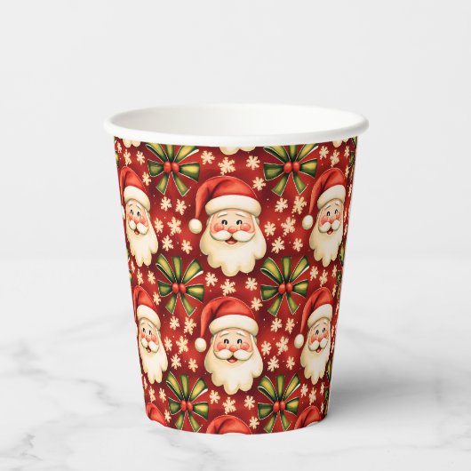  retro kerstman en bogen papieren bekers (Achterkant)