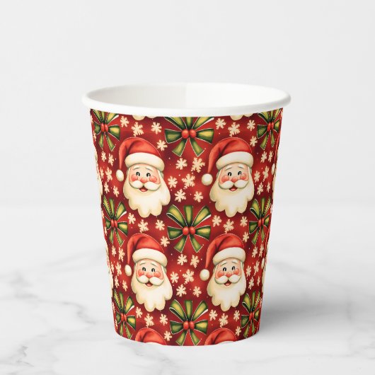  retro kerstman en bogen papieren bekers (Links)