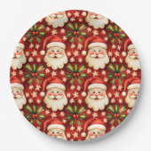 retro kerstman en bogen papieren bordje (Voorkant)