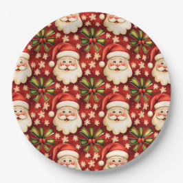  retro kerstman en bogen papieren bordje