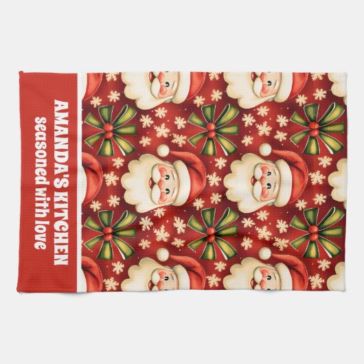  retro kerstman en bogen theedoek (Horizontaal)