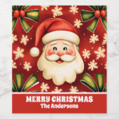 retro kerstman en bogen wijn etiket (Enkel label)