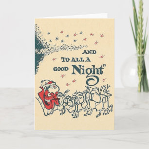 Retro Kerstman en Kerstkaart van het Rendier Feestdagen Kaart