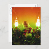 Retro Kerstman en Lichten van de Bel Feestdagenkaart (Voorkant / Achterkant)