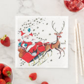 Retro kerstman en slee party servet (Insitu)