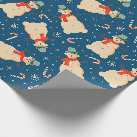  Retro kerstman en snoepriet Cadeaupapier (Hoek)