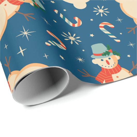  Retro kerstman en snoepriet Cadeaupapier (Rol Hoek)