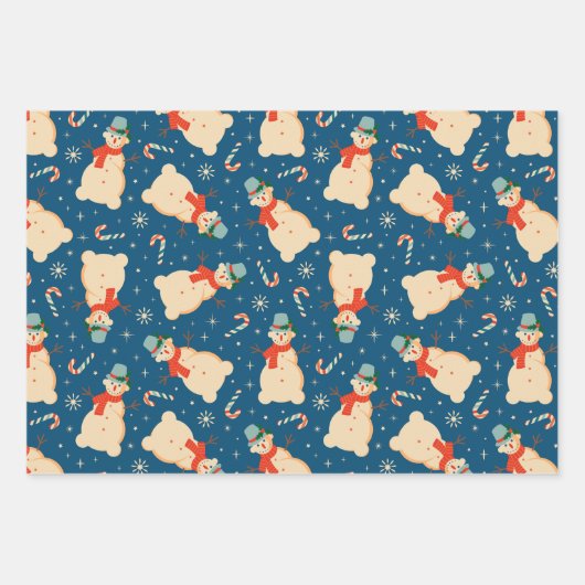 Retro kerstman en snoepriet Inpakpapier Vel (Voorkant 2)