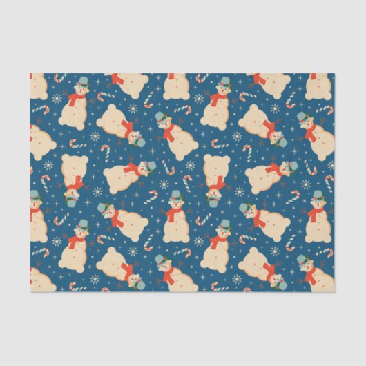  Retro kerstman en snoepriet Tissuepapier (Voorkant)
