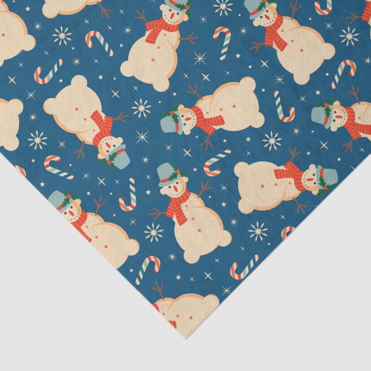 Retro kerstman en snoepriet Tissuepapier (Detail)