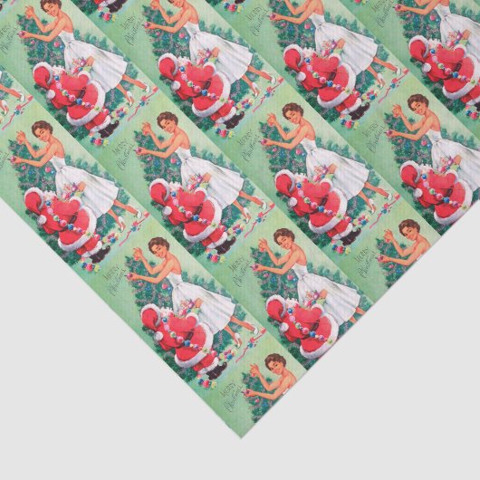  retro kerstman en vrouwelijk weefsel tissuepapier (Detail)