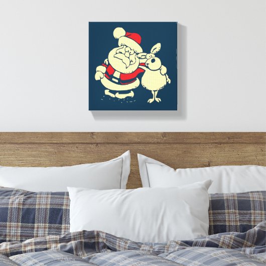 Retro kerstman en zijn rendierboeddy canvas afdruk (Insitu (Slaapkamer))