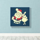 Retro kerstman en zijn rendierboeddy canvas afdruk (Insitu (Houten vloer))
