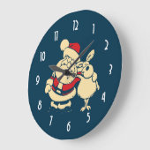 Retro kerstman en zijn rendierboeddy grote klok (Hoek)