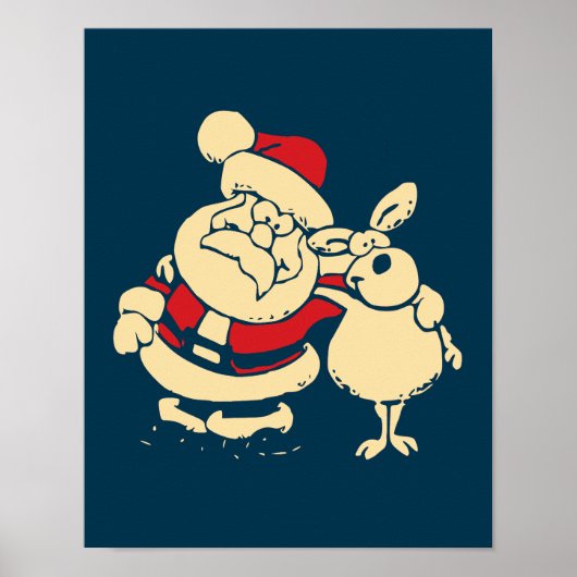 Retro kerstman en zijn rendierboeddy poster (Voorkant)
