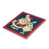 Retro kerstman en zijn rendierboeddy tegeltje (Zijkant)