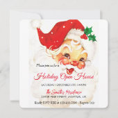 Retro Kerstman Feest, Open Huis Feestdagenkaart (Voorkant)