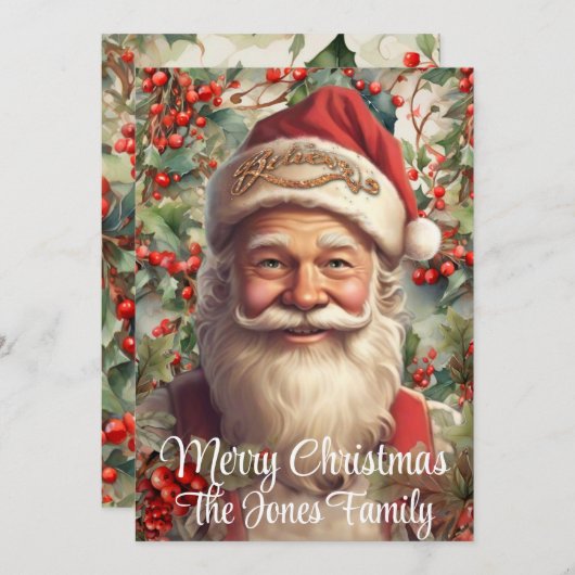 Retro Kerstman Feestdagenkaart (Voorkant / Achterkant)