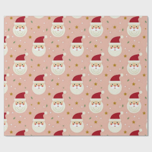 Retro Kerstman Gezicht Kerstmis Inpakpapier