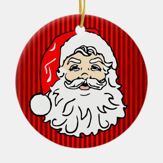 Retro Kerstman Gezicht Rood Keramisch Ornament (Voorkant)
