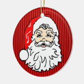 Retro Kerstman Gezicht Rood Keramisch Ornament (Links)