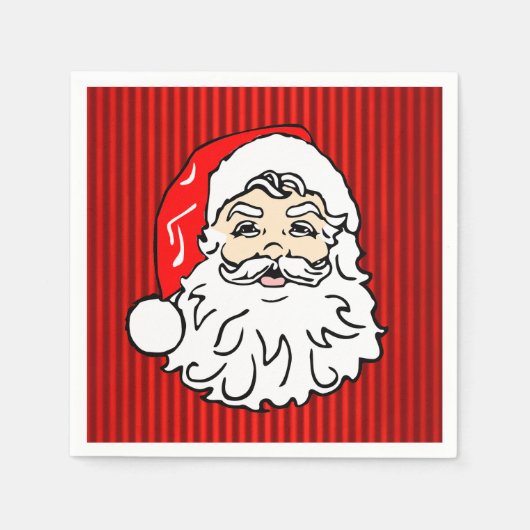 Retro Kerstman Gezicht Rood Servet (Voorkant)