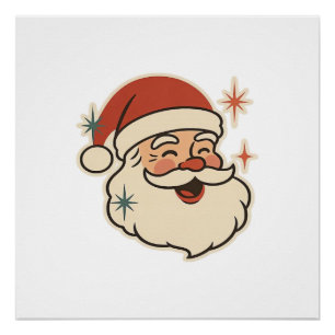 Retro Kerstman Gezicht – Vintage Kerstvakantie Perfect Poster