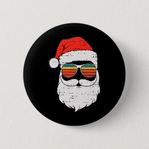 Retro Kerstman Gezicht Zonnebril Kerstmis In Juli  Ronde Button 5,7 Cm