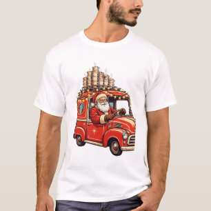 Retro Kerstman Heet Chocolade Truck T-shirt