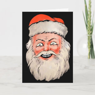 Retro Kerstman Hoofd Kerstkaart Feestdagen Kaart