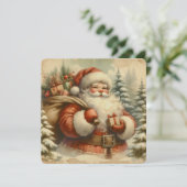 Retro Kerstman Illustratie Kaart (Staand voorkant)