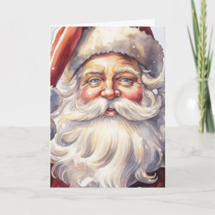 Retro Kerstman in een Rode Hoed Kerstmis Feestdagen Kaart