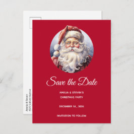 Retro Kerstman in een rood Pet Aankondigingskaart