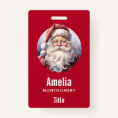 Retro Kerstman in een rood Pet Badge (Voorkant)