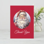 Retro Kerstman in een rood Pet Bedankkaart (Staand voorkant)