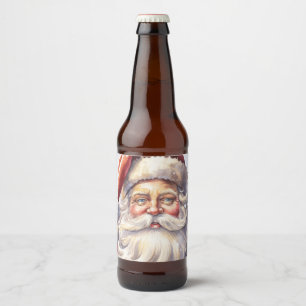 Retro Kerstman in een rood Pet Bier Etiket