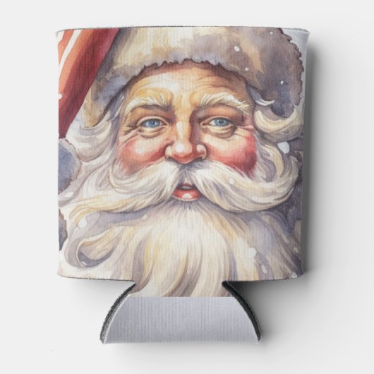 Retro Kerstman in een rood Pet Blikjeskoeler (Voorkant)