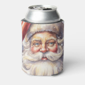 Retro Kerstman in een rood Pet Blikjeskoeler (Blikje Achterkant)