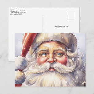 Retro Kerstman in een rood Pet Briefkaart