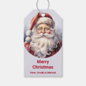 Retro Kerstman in een rood Pet Cadeaulabel (Voorkant)