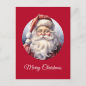 Retro Kerstman in een rood Pet Feestdagenkaart (Voorkant)