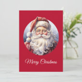Retro Kerstman in een rood Pet Feestdagenkaart (Staand voorkant)