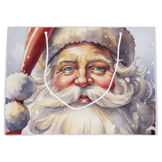 Retro Kerstman in een rood Pet Groot Cadeauzakje (Voorkant)