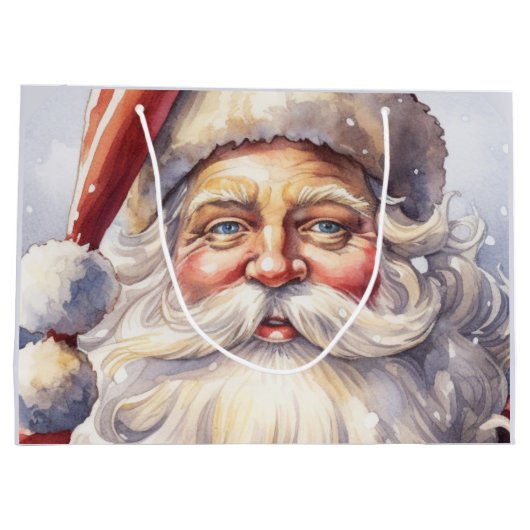 Retro Kerstman in een rood Pet Groot Cadeauzakje (Achterkant)