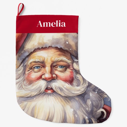 Retro Kerstman in een rood Pet Grote Kerstsok (Voorkant)