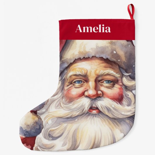Retro Kerstman in een rood Pet Grote Kerstsok (Achterkant)