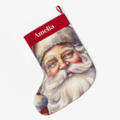 Retro Kerstman in een rood Pet Grote Kerstsok (Achterkant (Hangend))