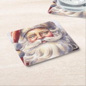 Retro Kerstman in een rood Pet Kartonnen Onderzetters (Schuin)